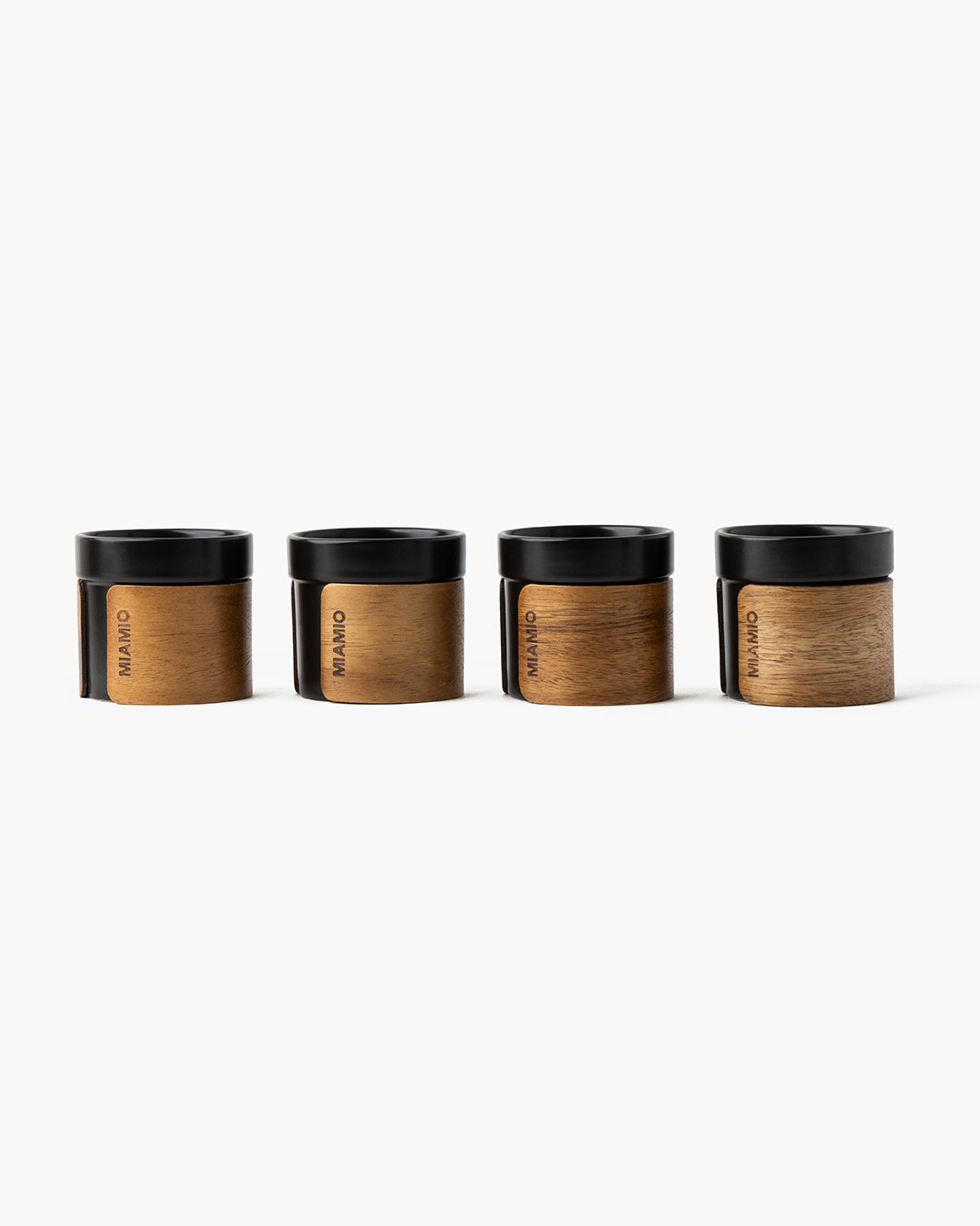 Set da 4 tazzine da caffè con fascetta in legno 100 ml