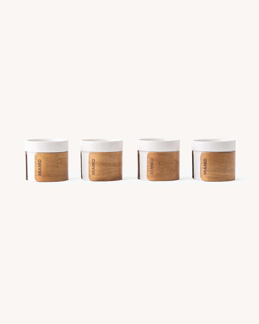 Set da 4 tazzine da caffè con fascetta in legno 100 ml