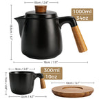 Set teiera con base e 4 tazze per 4 persone 1000ml