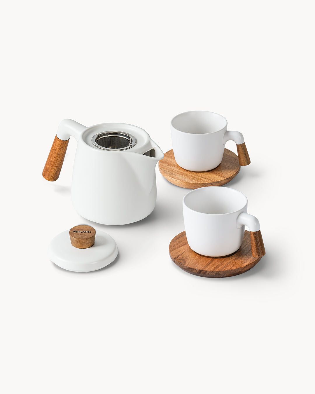 Set teiera con base e 4 tazze per 4 persone 1000ml