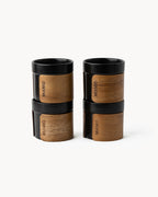 Set da 4 tazzine da caffè con fascetta in legno 100 ml