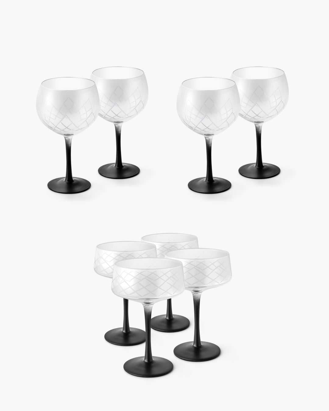Set di bicchieri da cocktail: 4 bicchieri da Gin e 4 bicchieri Coupe