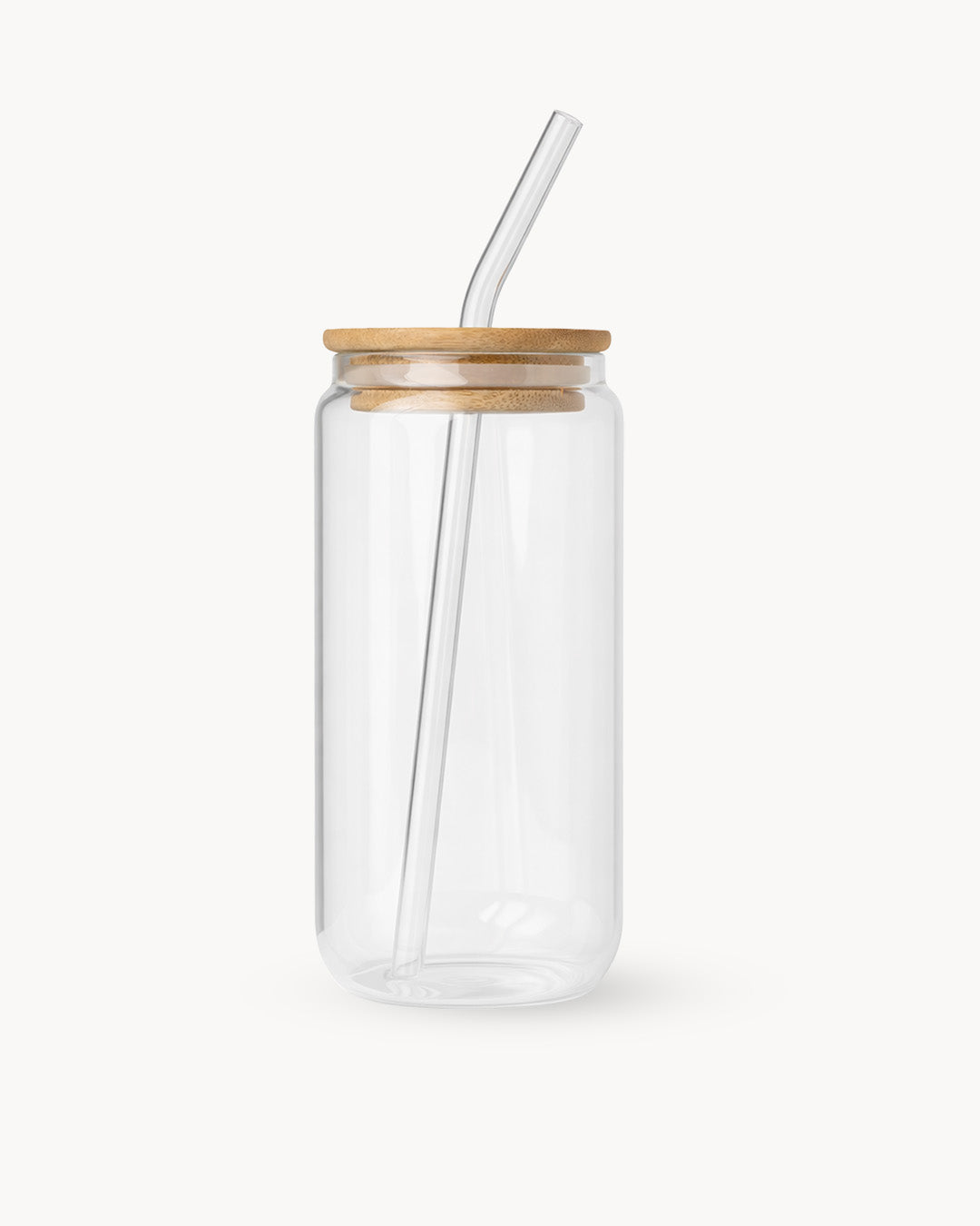 Bicchieri con coperchio in bambù e cannuccia in vetro, set da 4, 500 ml