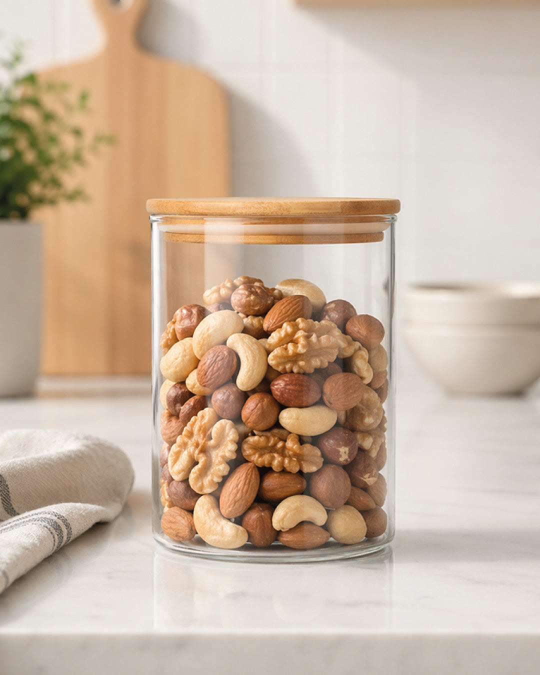 Barattolo di conservazione con coperchio in legno 1000 ml