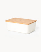 Portapane in ceramica con coperchio in bambù