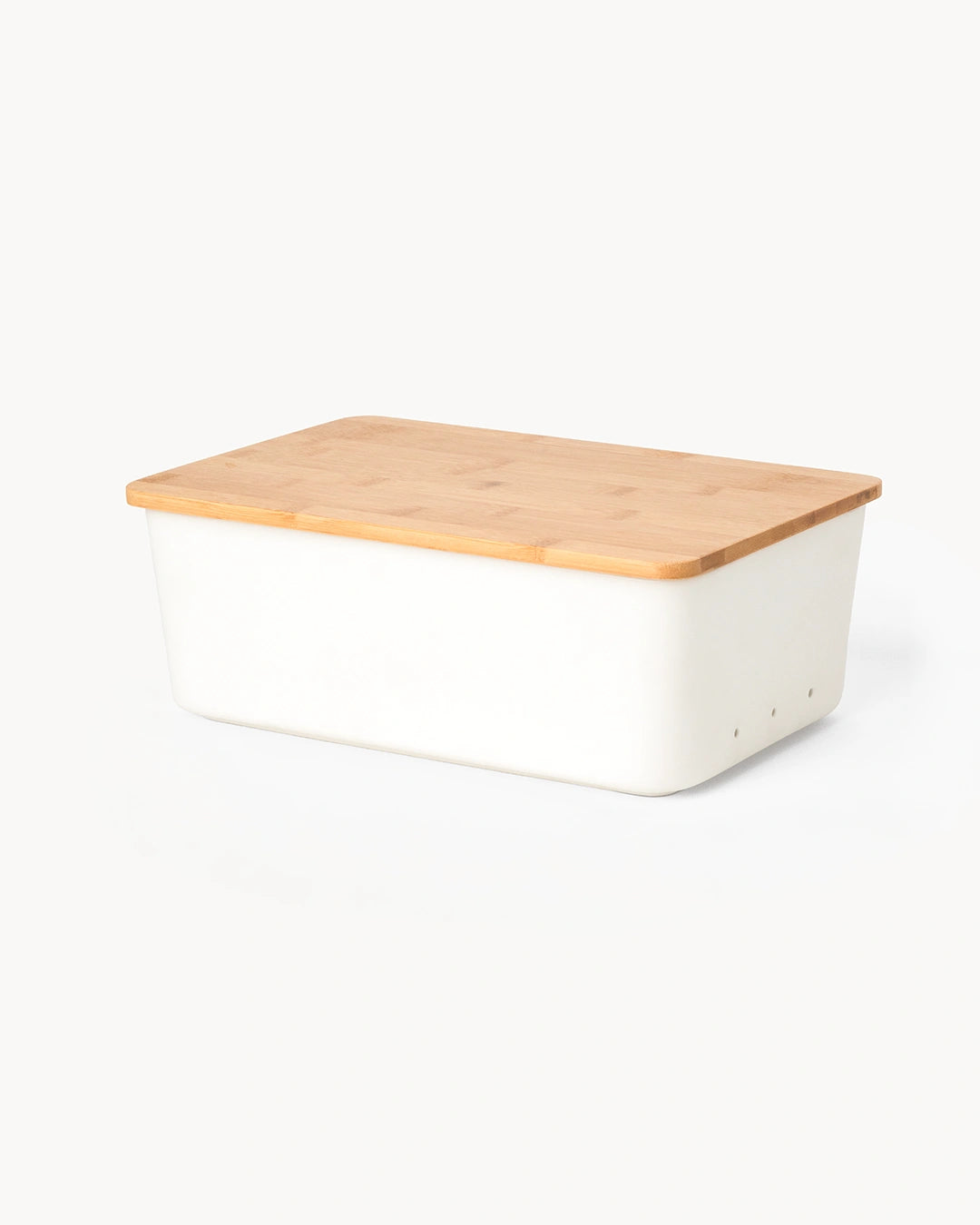 Portapane in ceramica con coperchio in bambù
