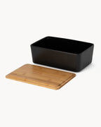 Portapane in ceramica con coperchio in bambù