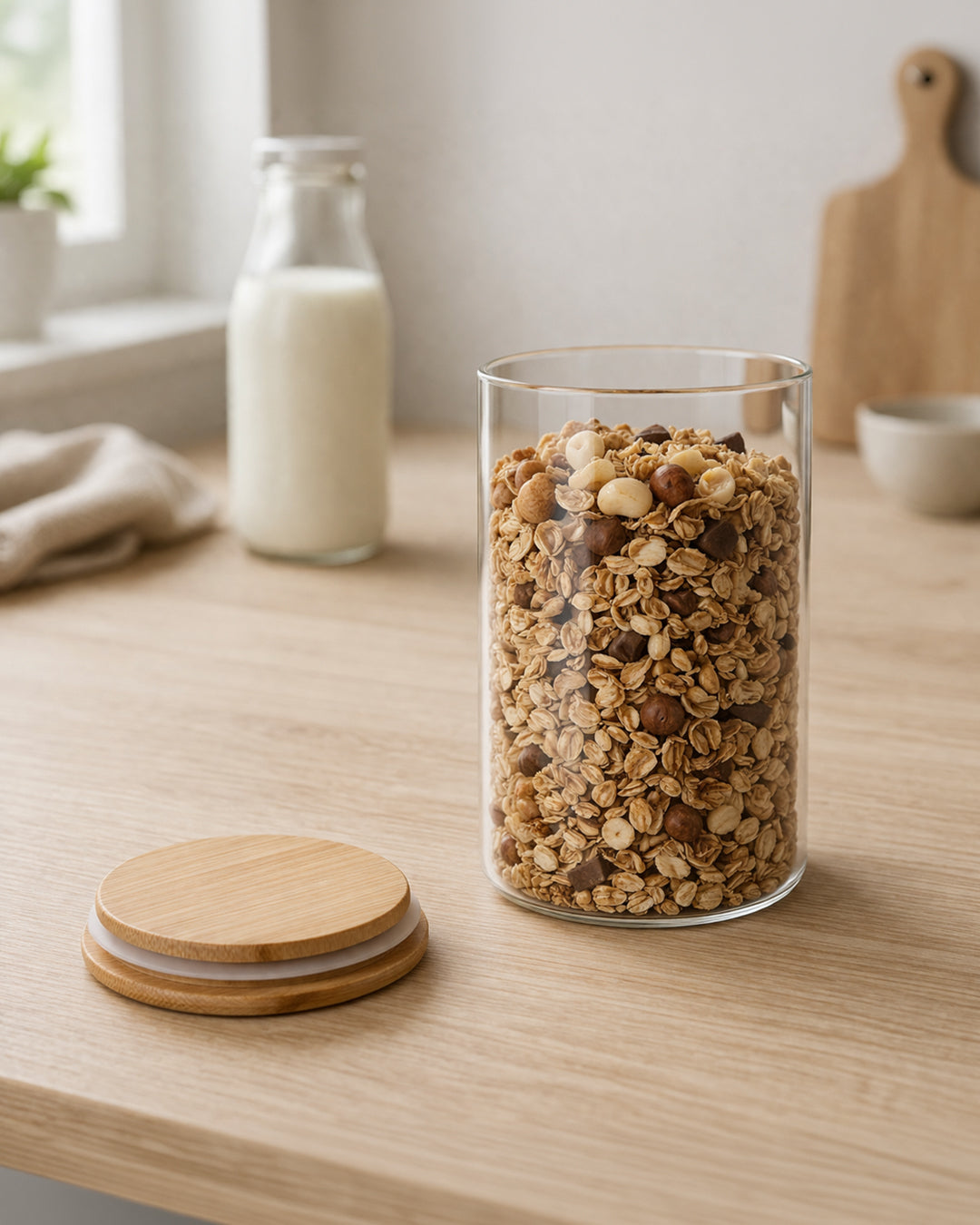 Barattolo di conservazione con coperchio in legno 1000 ml