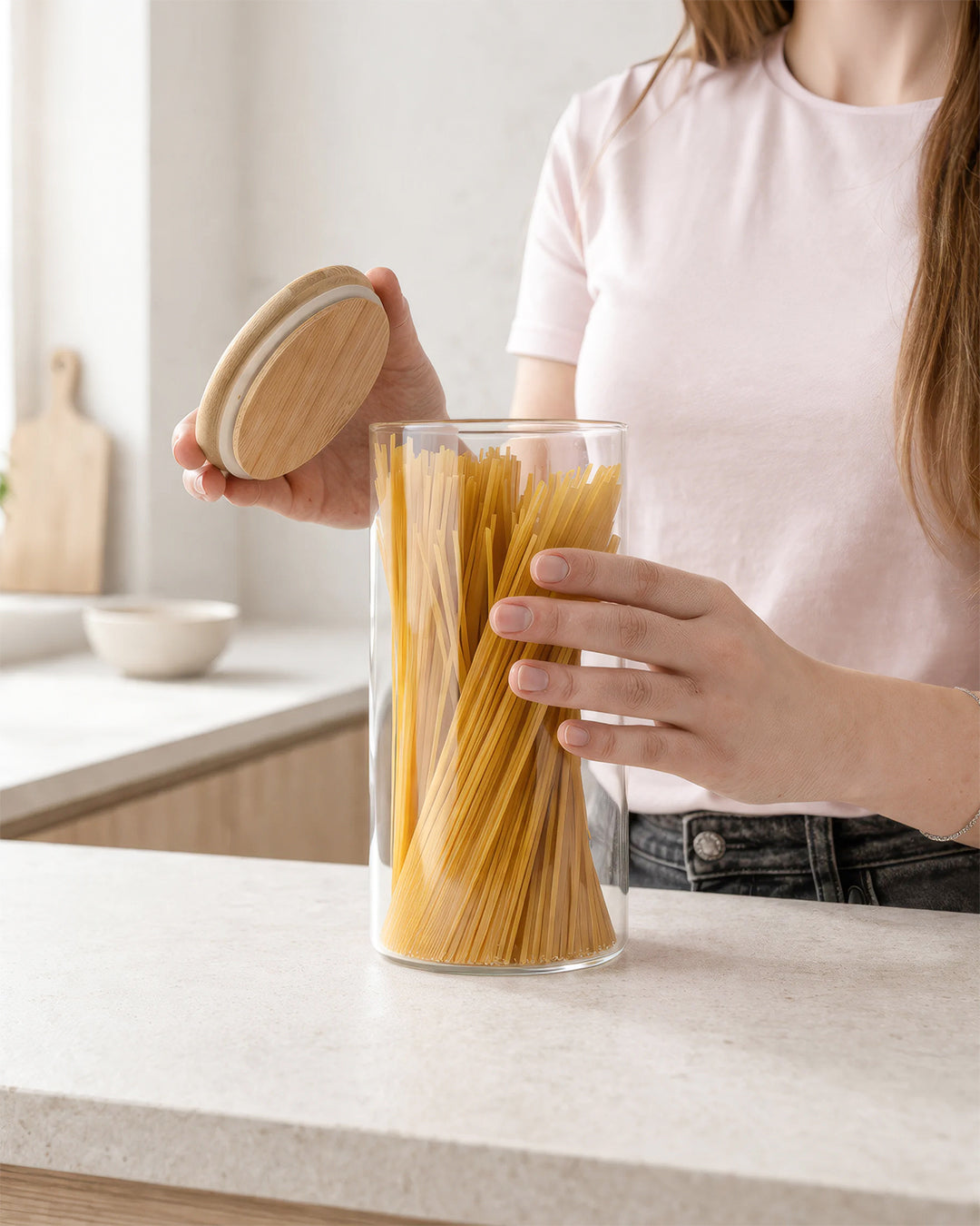 Barattolo per alimenti con coperchio in legno 1400 ml