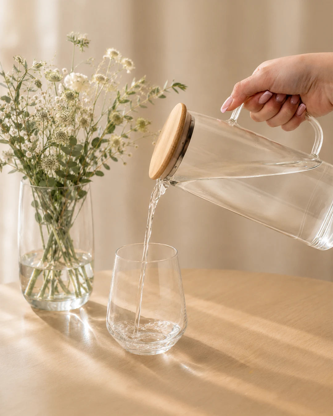 Brocca in vetro con coperchio in legno 1000 ml
