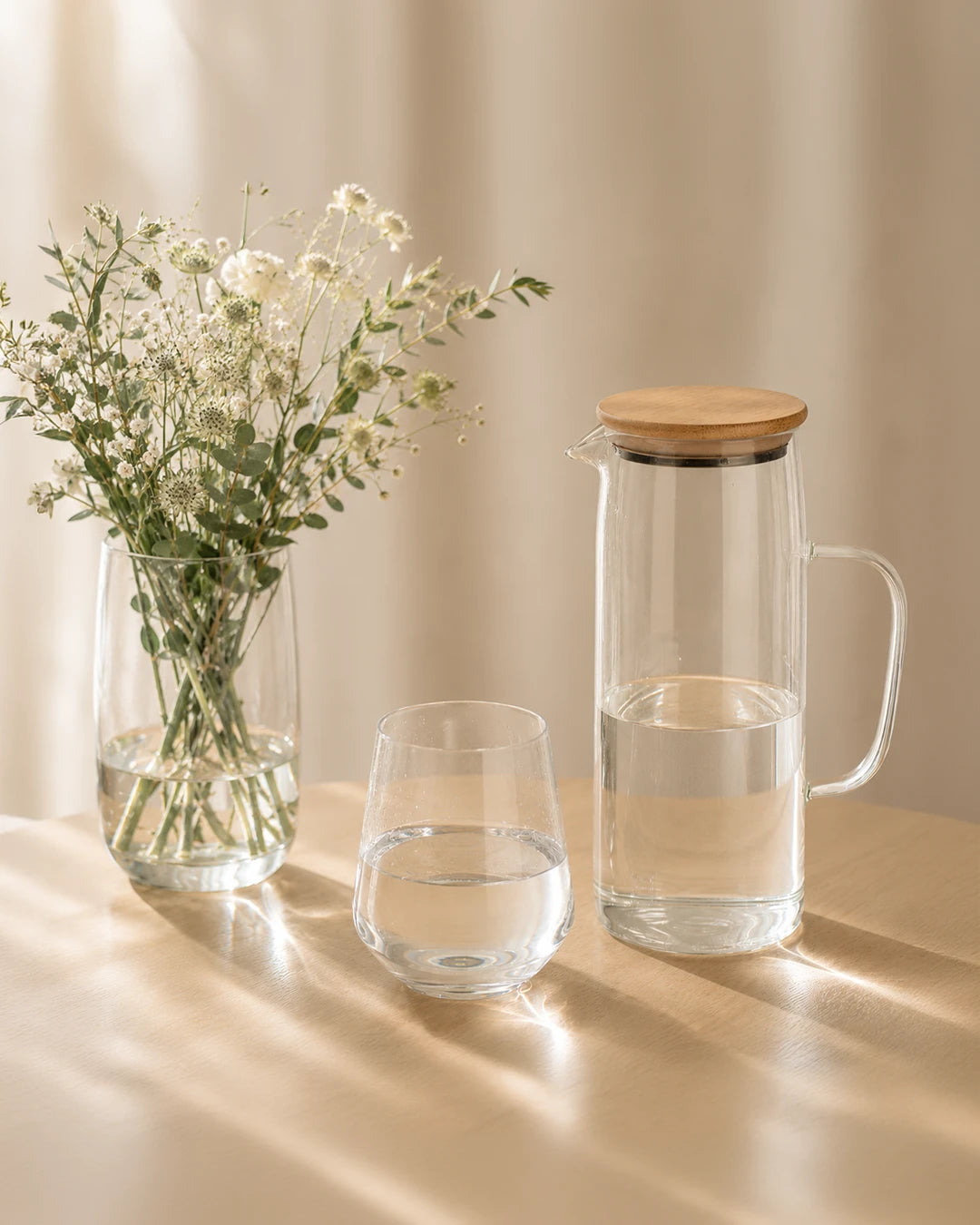 Brocca in vetro con coperchio in legno 1000 ml