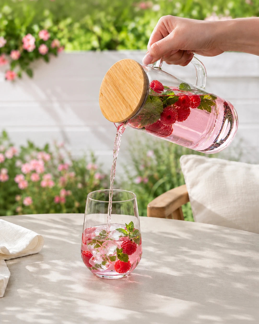 Brocca in vetro con coperchio in legno 1000 ml
