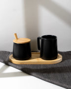 Set latte e zucchero con coperchio, cucchiaio e lattiera